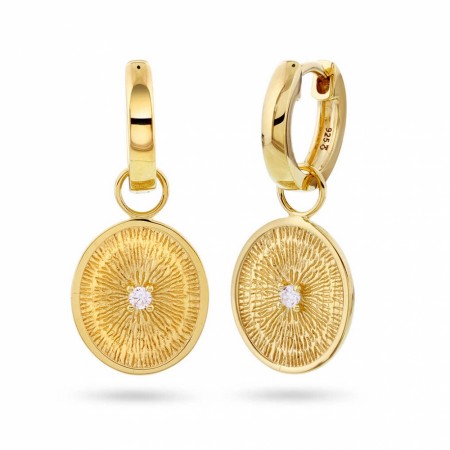 Janne Formoe by Pan Jewelry - Øreringer i forgylt sølv med plate og zirkonia
