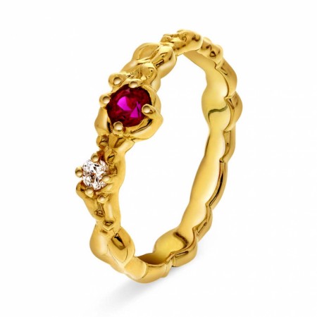 Pan Jewelry - Ring i forgylt sølv med rosa zirkonia
