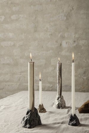 Ferm Living - Stone Candle Holder Large, Svart