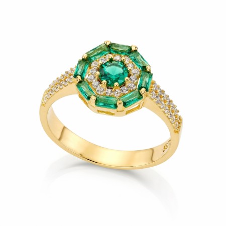Goldstory - STARLIGHT Ring i forgylt sølv med grønn zirkonia