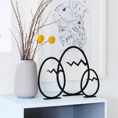 Felius Design - Skraverte påskeegg, satt til fots, svart - 3 stk.