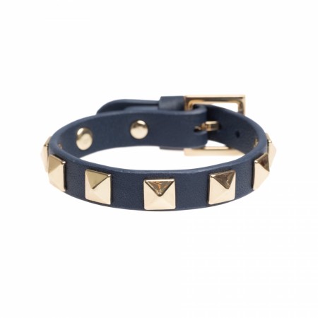 Dark LEATHER STUD BRACELET Mørk blå