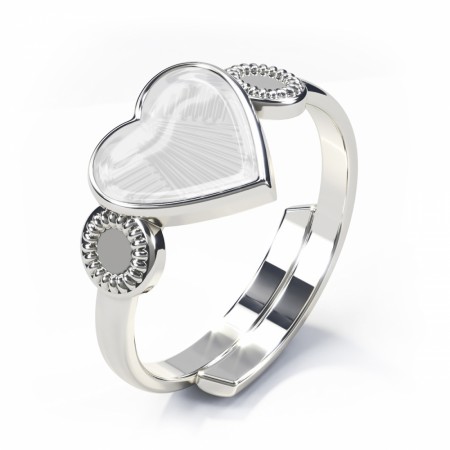 Pia & Per - Ring i sølv, hvitt hjerte