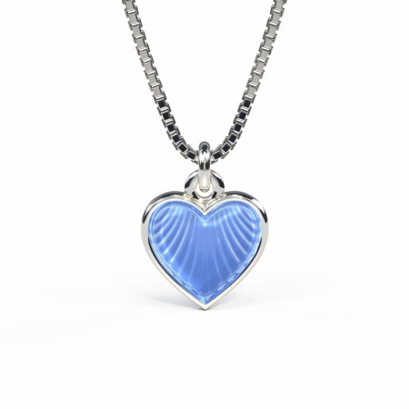 Pia & Per - Halskjede i sølv, Lys blå hjerte 11mm