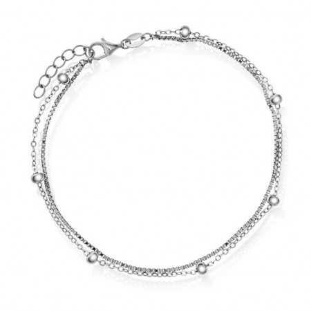 Pan Jewelry - Ankelkjede i sølv dobbelt, 25cm