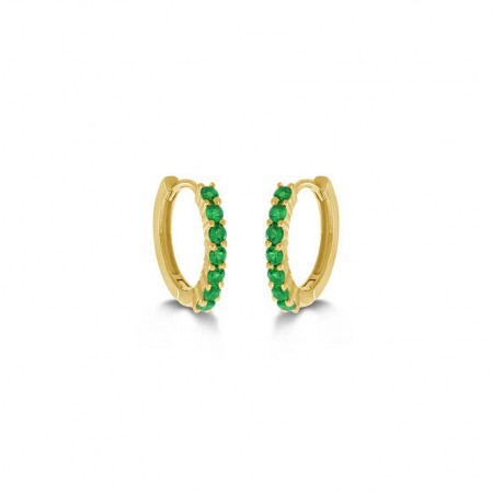 Pan Jewelry - Forgylte øreringer med grønn zirkonia, 14 mm