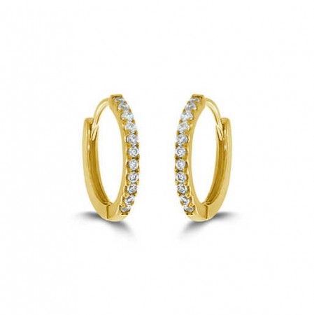 Pan Jewelry - Forgylte øreringer i sølv med zirkonia, 11 mm
