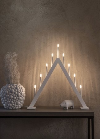 Trend Collection - Adventstake 9-armet, Matt hvit
