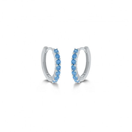 Pan Jewelry - Øreringer i sølv med blå zirkonia, 14 mm