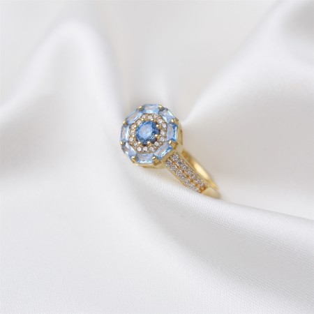 Goldstory - STARLIGHT Ring i forgylt sølv med blå zirkonia