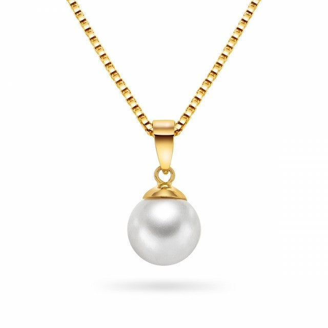 Smykke i gull med perle, 8mm