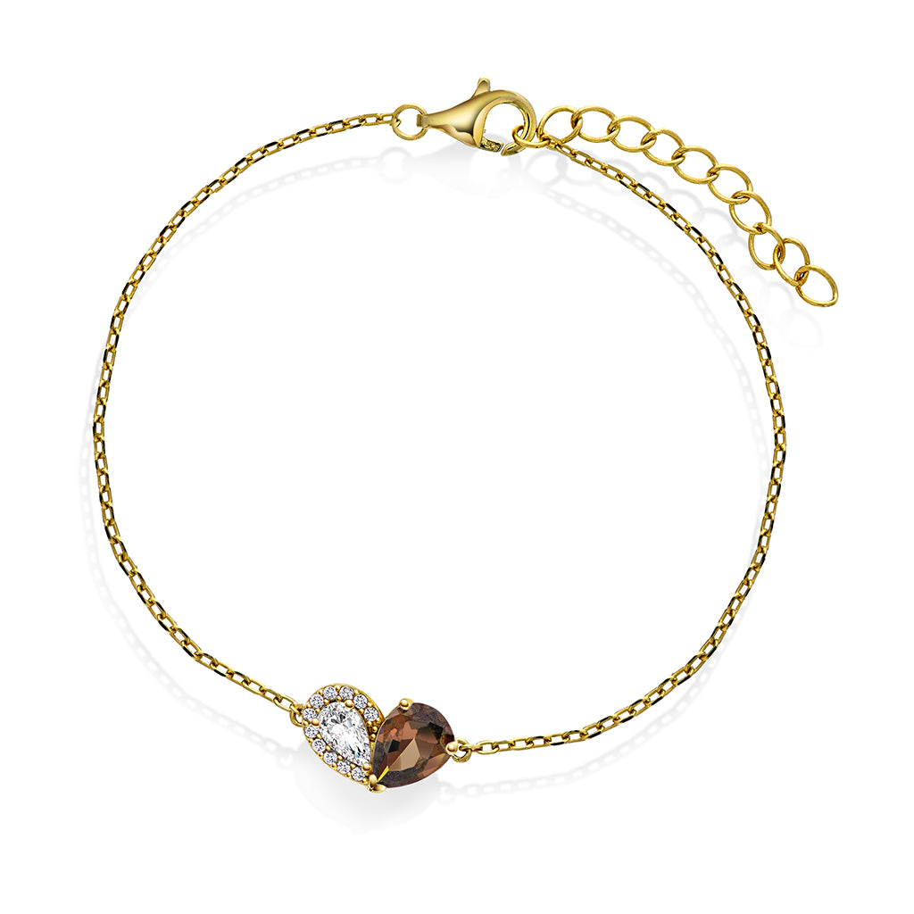 Sammen armbånd i sølv med brun/hvit zirkonia