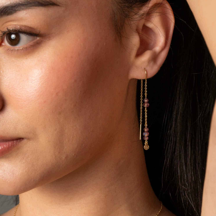 Fairy øredobber i forgylt sølv, Dyp Plomme