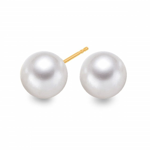 Øredobber i gull med perle, 8mm