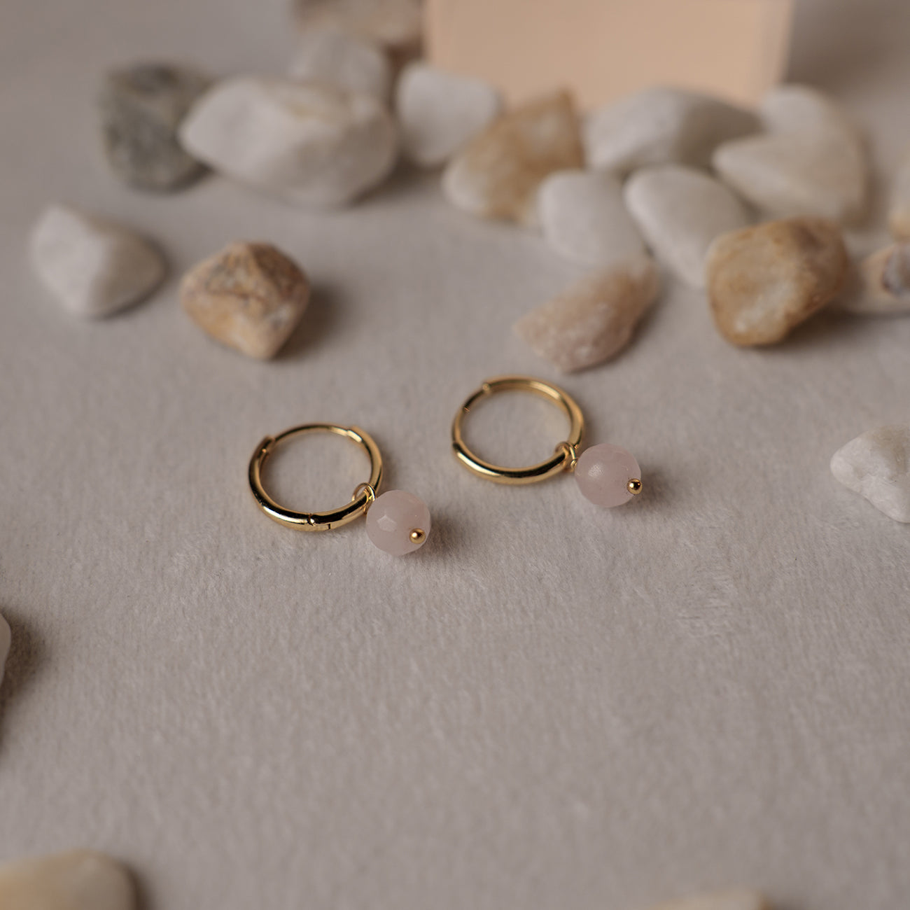 Harmony øreringer i sølv med rosenkvarts