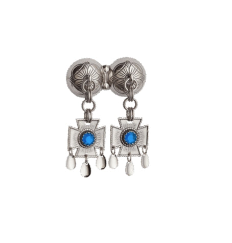 Fjordsylv Halsknapp med blå stein, oksidert