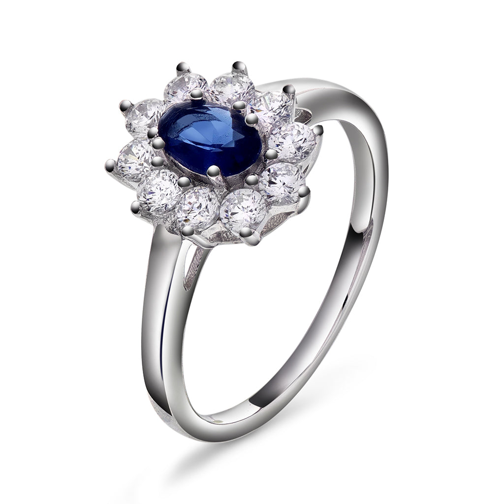 Royal ring i sølv med blå zirkonia