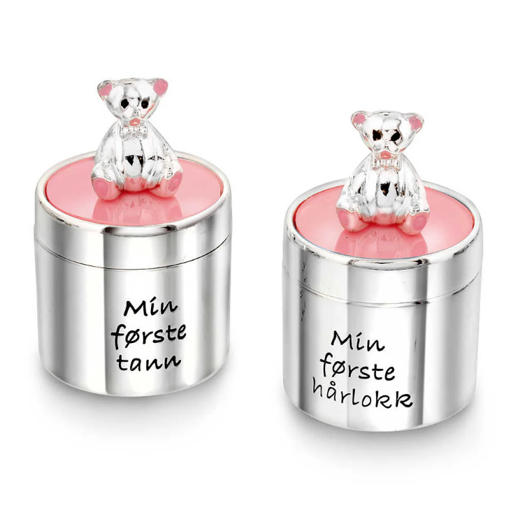 Skrin til barn "Min første tann og hårlokk" i rosa