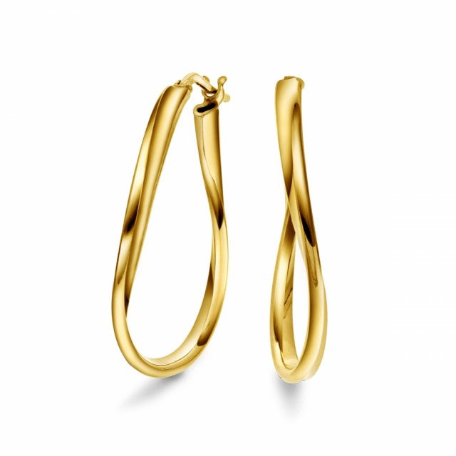 Øreringer vridde i forgylt sølv, 30 mm