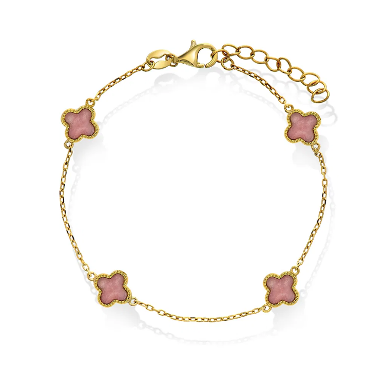 Armbånd i forgylt sølv, Rosa kløver