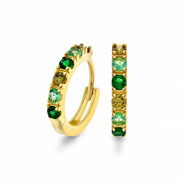 Øreringer i forgylt sølv med grønn zirkonia