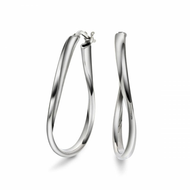 Øreringer vridde i sølv, 30 mm