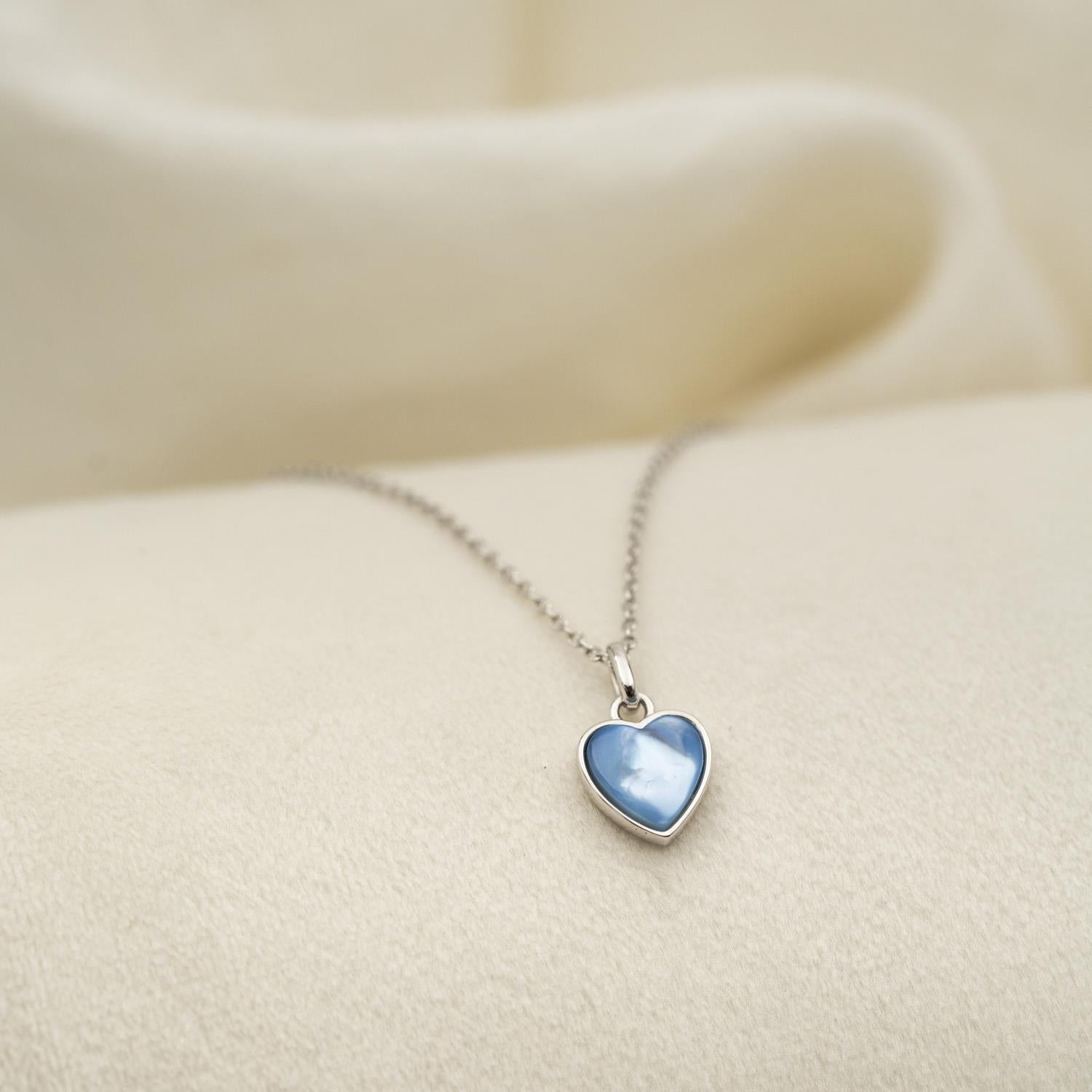 Prins & Prinsesse Smykke i sølv med blått hjerte