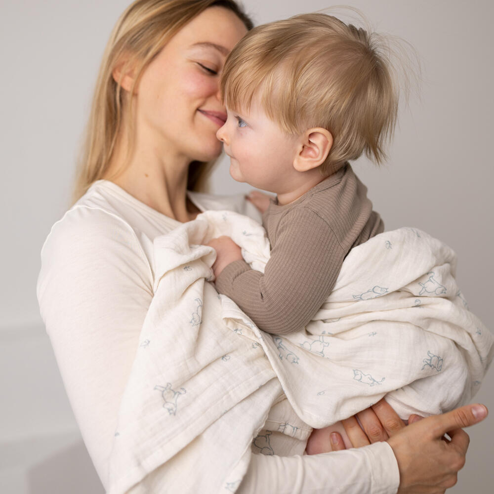 Mummi babyteppe blå, 120x120cm