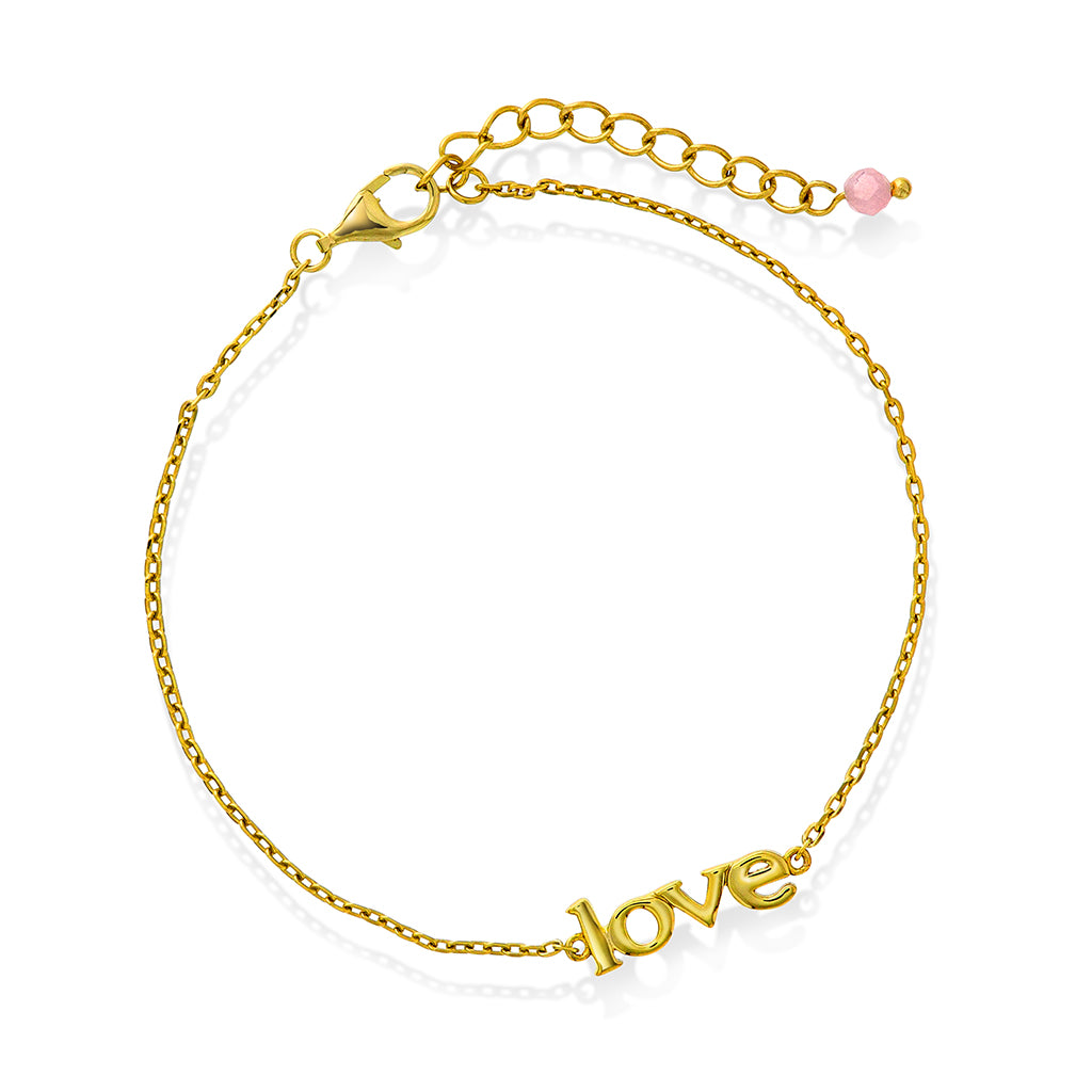 LOVE ARMBÅND I SØLV MED ROSENKVARTS