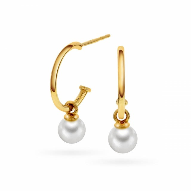 Øredobber i gull med perleheng