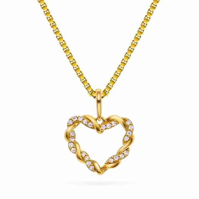Smykke i gull med zirkonia, Hjerte