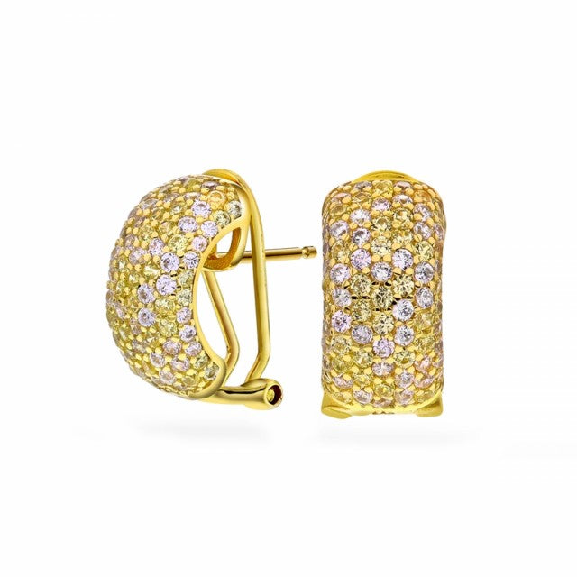 Øredobber i sølv med zirkonia, Hvit/gul