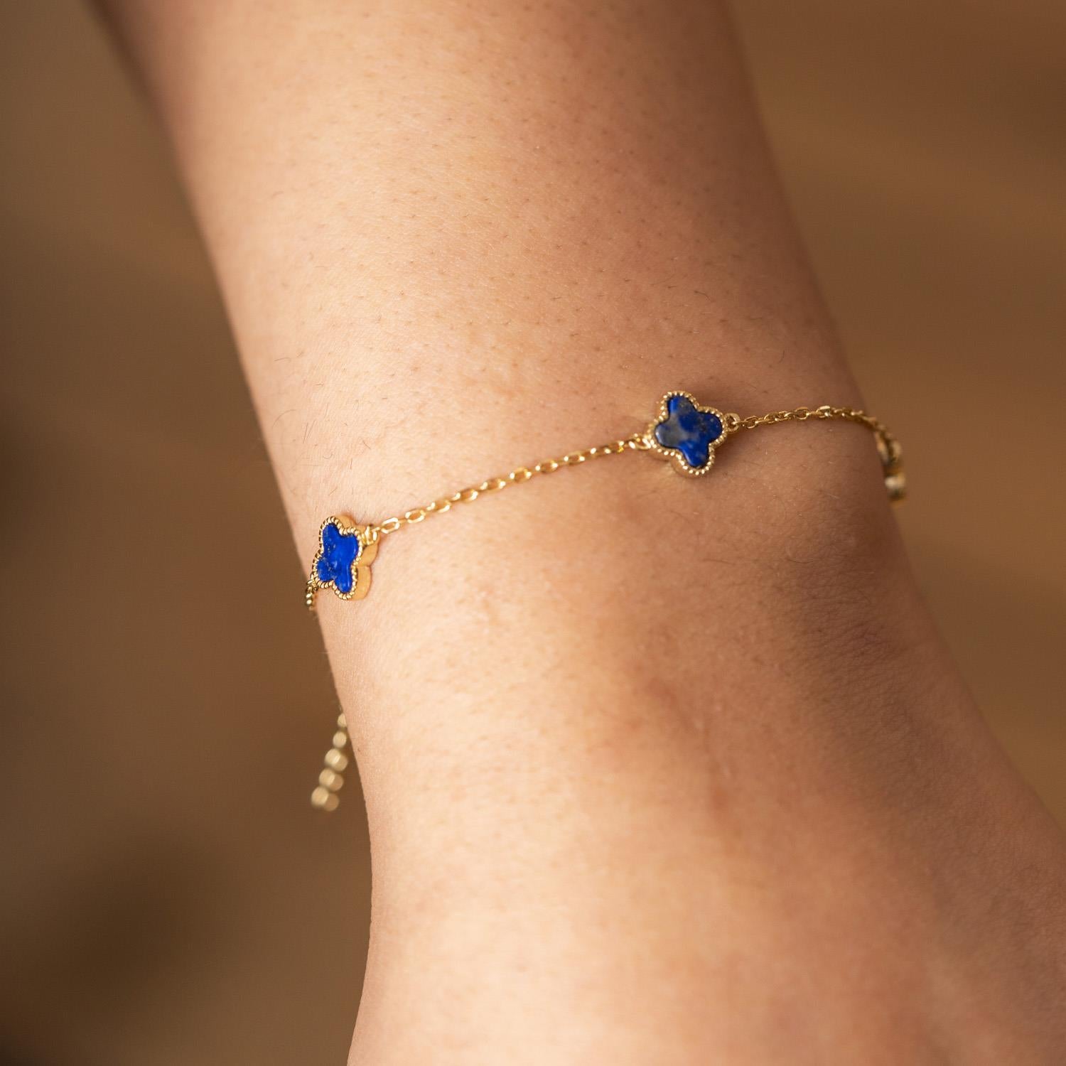 Armbånd i forgylt sølv, Havblå kløver