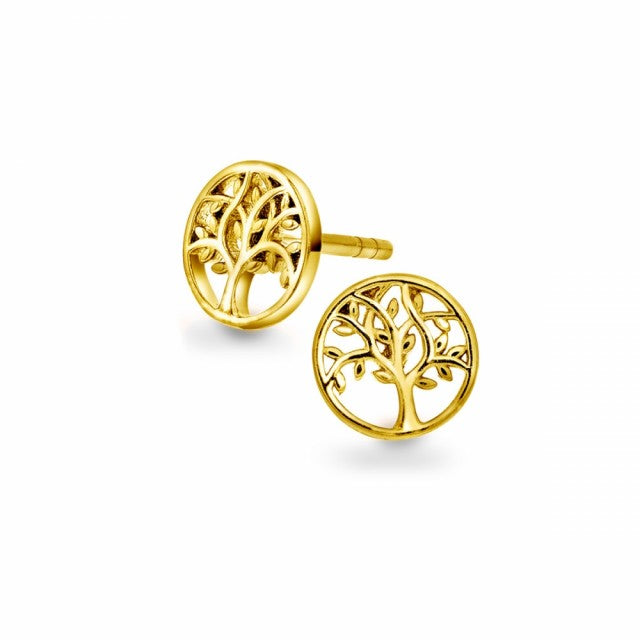 Øredobber i forgylt sølv med livets tre