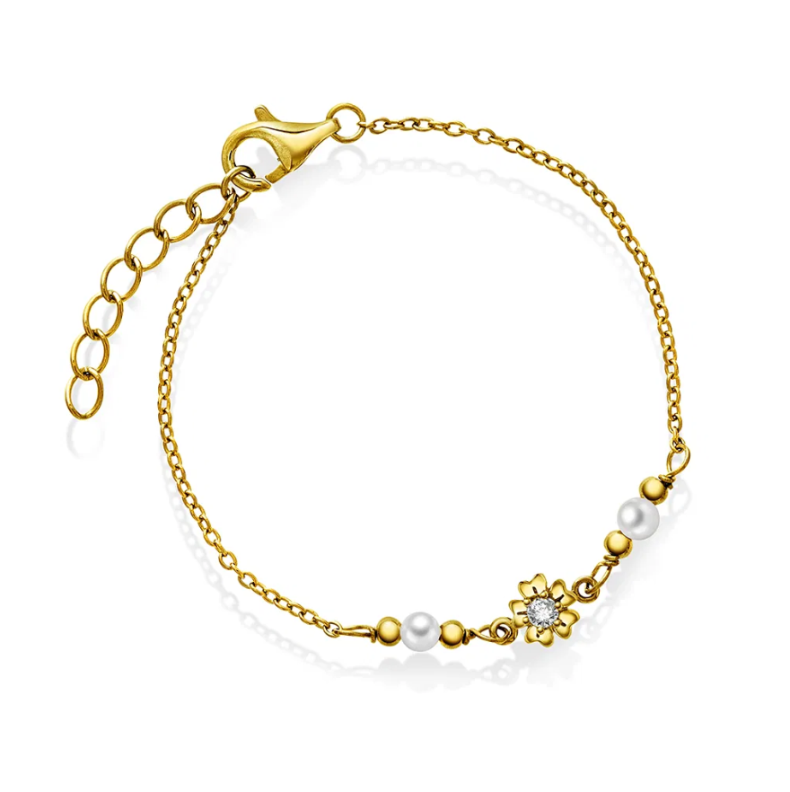 Armbånd i sølv med zirkonia, blomster