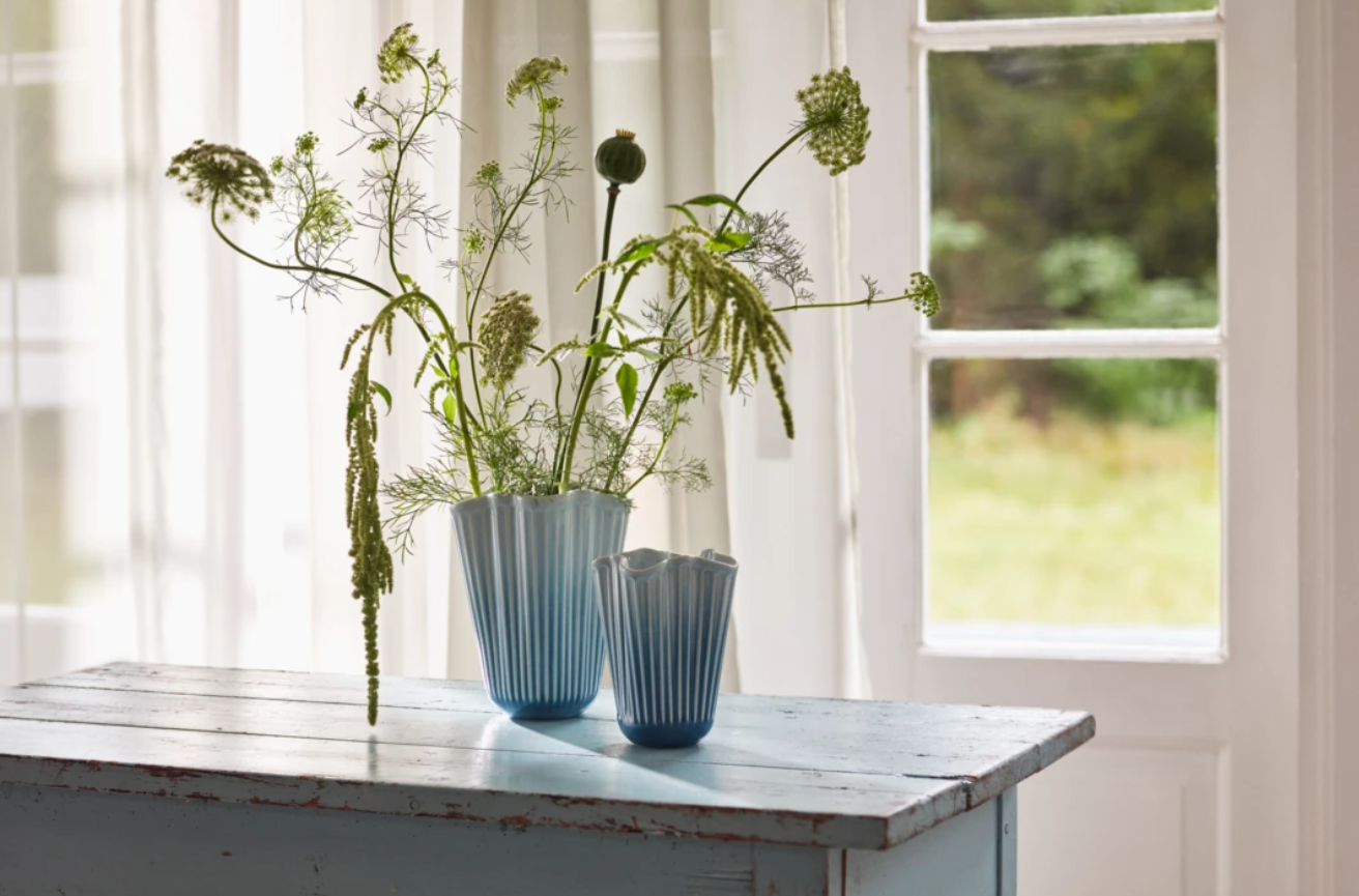 Kähler Hammershøi Unfold Vase Blå, H16,5