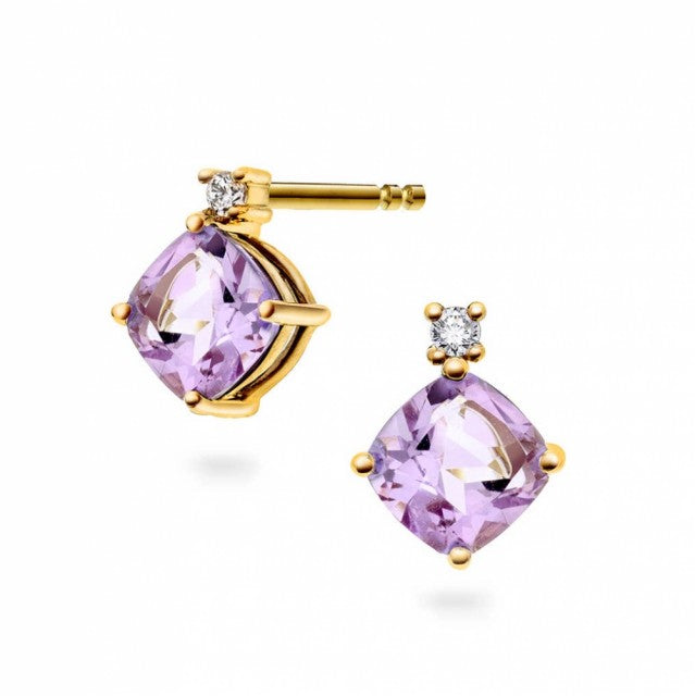 Øredobber i gull med ametyst