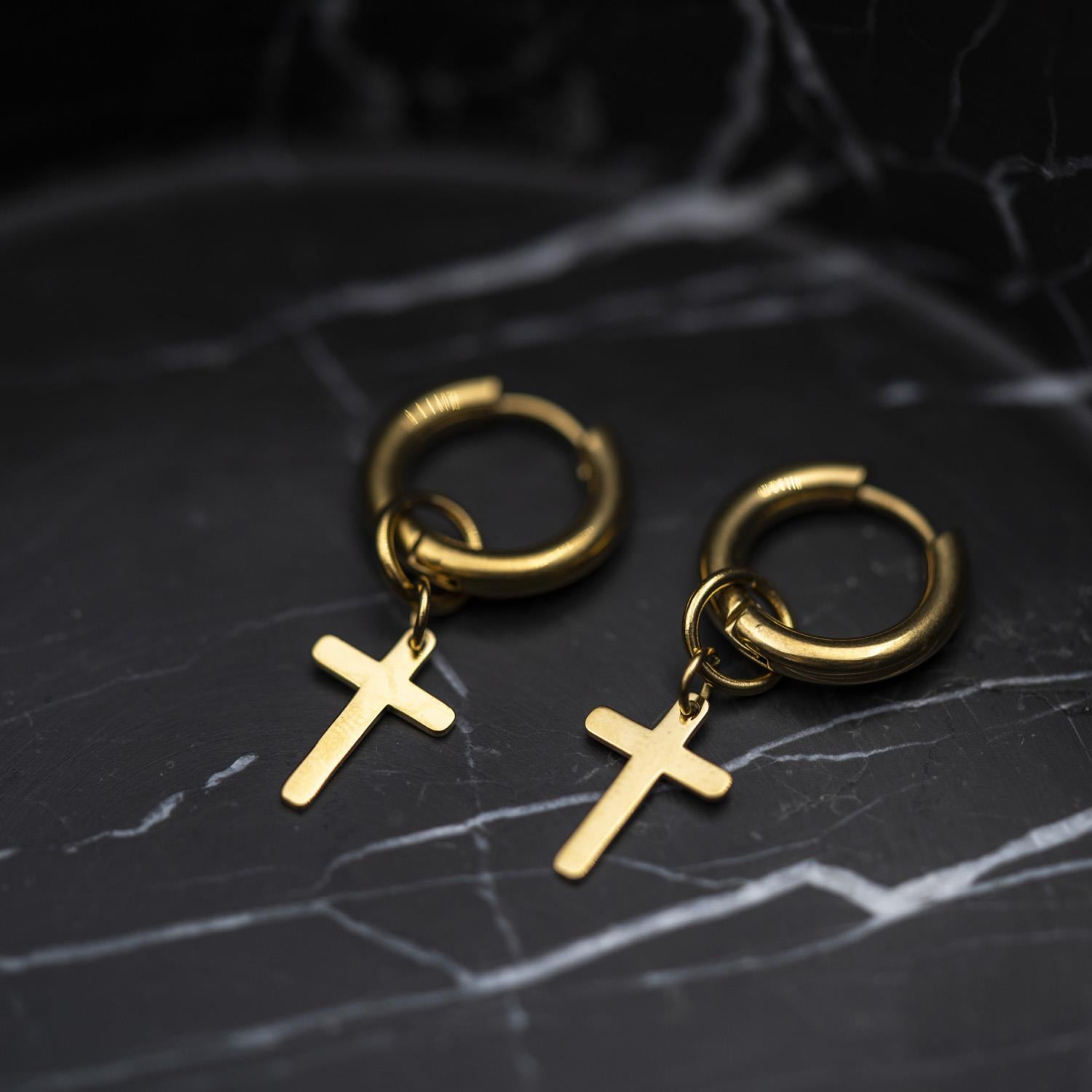 Alexander - Øreringer i forgylt stål, Kors