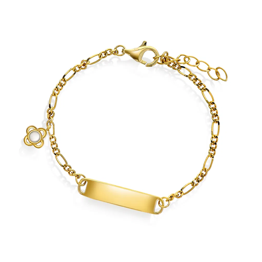 ID-armbånd i sølv med perlemor kløver