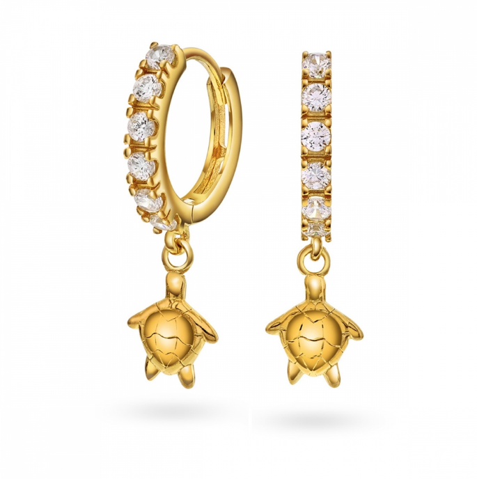 Øreringer i forgylt sølv med skilpadde