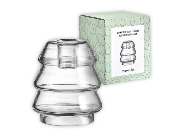 Glasstre stearinlysholder, 10,5cm