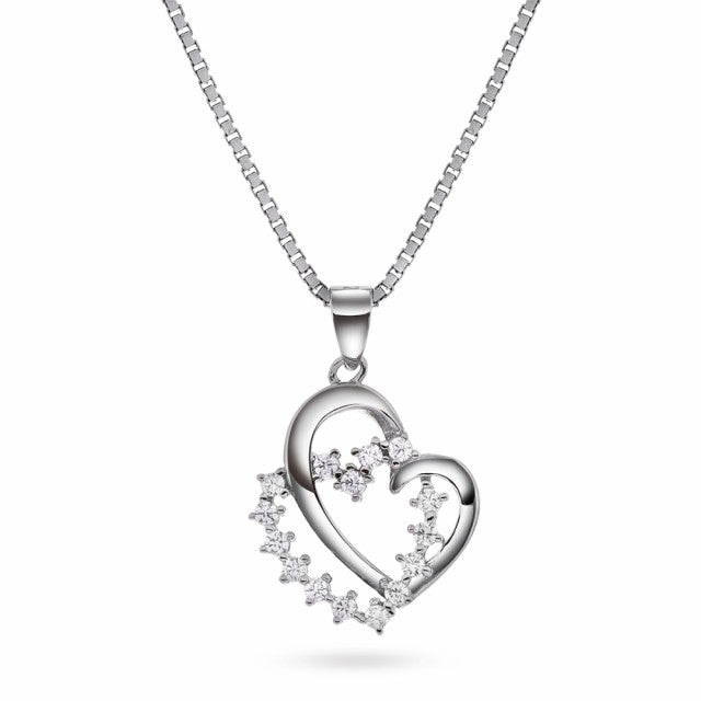 Smykke i sølv med zirkonia, Dobbelt hjerte