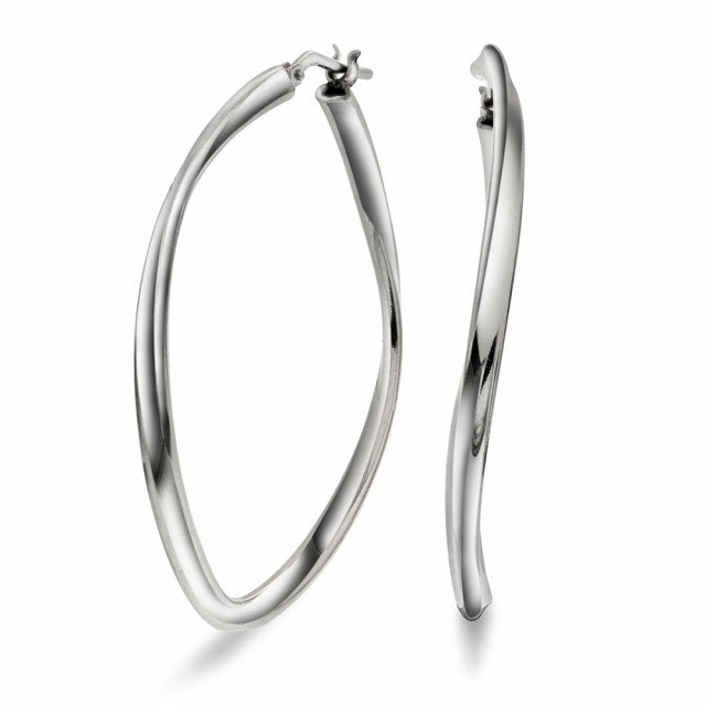 Øreringer vridde i sølv, 40 mm