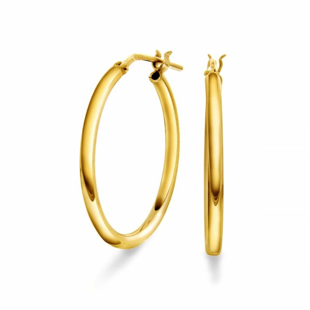 Øreringer i forgylt sølv, 25 mm