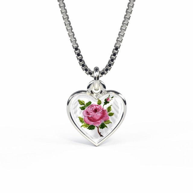 Pia & Per HALSKJEDE I SØLV, ROSEMOTIV 11MM