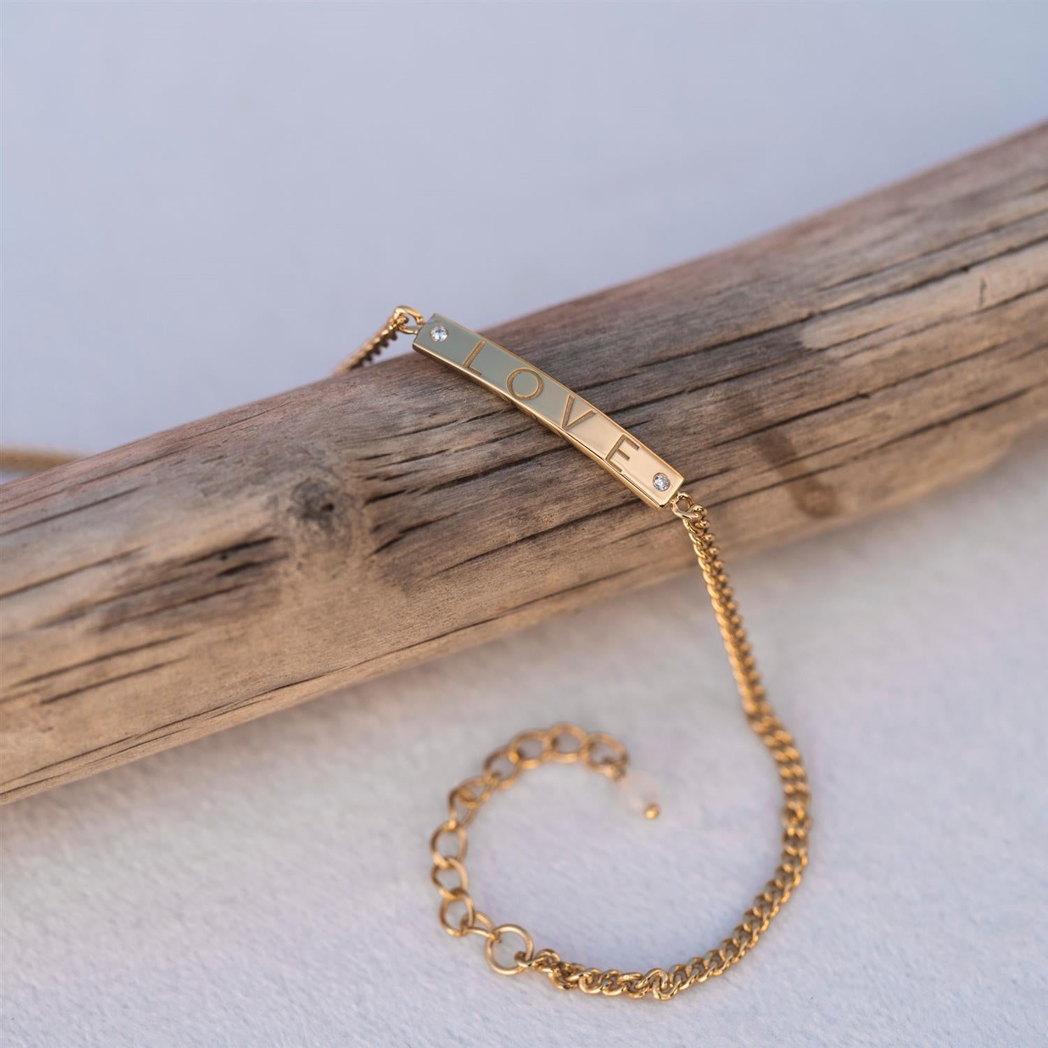 BELIEVE IN LOVE ARMBÅND MED ROSENKVARTS