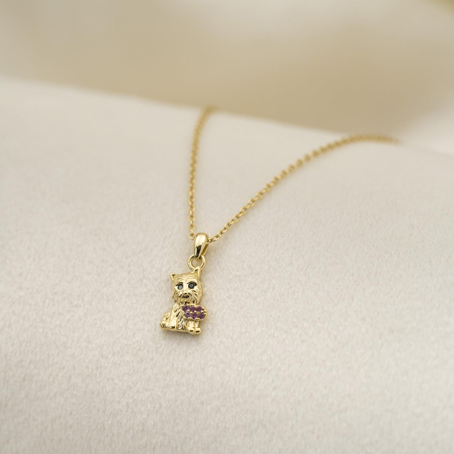 Prins & Prinsesse Smykke i forgylt sølv med zirkonia, hund