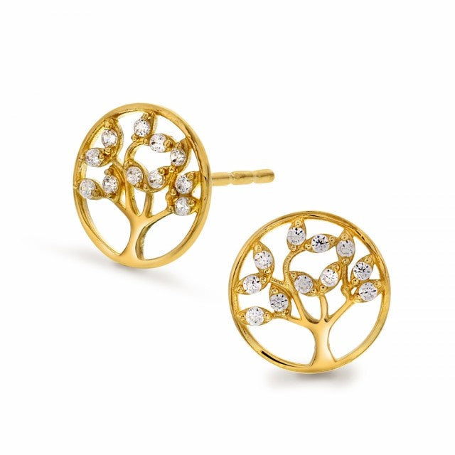 Øredobber i gull med zirkonia, Livets tre