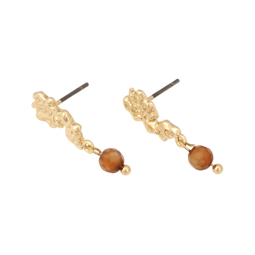 Cat pendant øredobber, brun