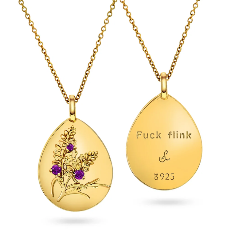Amulett "Fuck flink" med ametyst